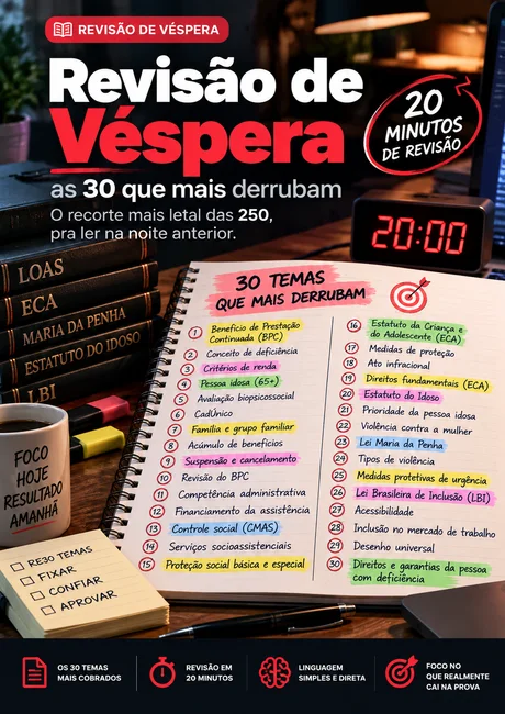 Capa do bônus Revisão de Véspera — as 30 que mais derrubam