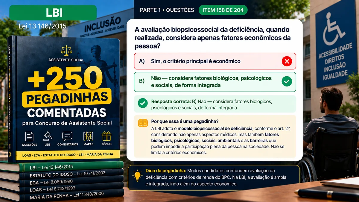 Questão da LBI sobre a avaliação biopsicossocial da deficiência